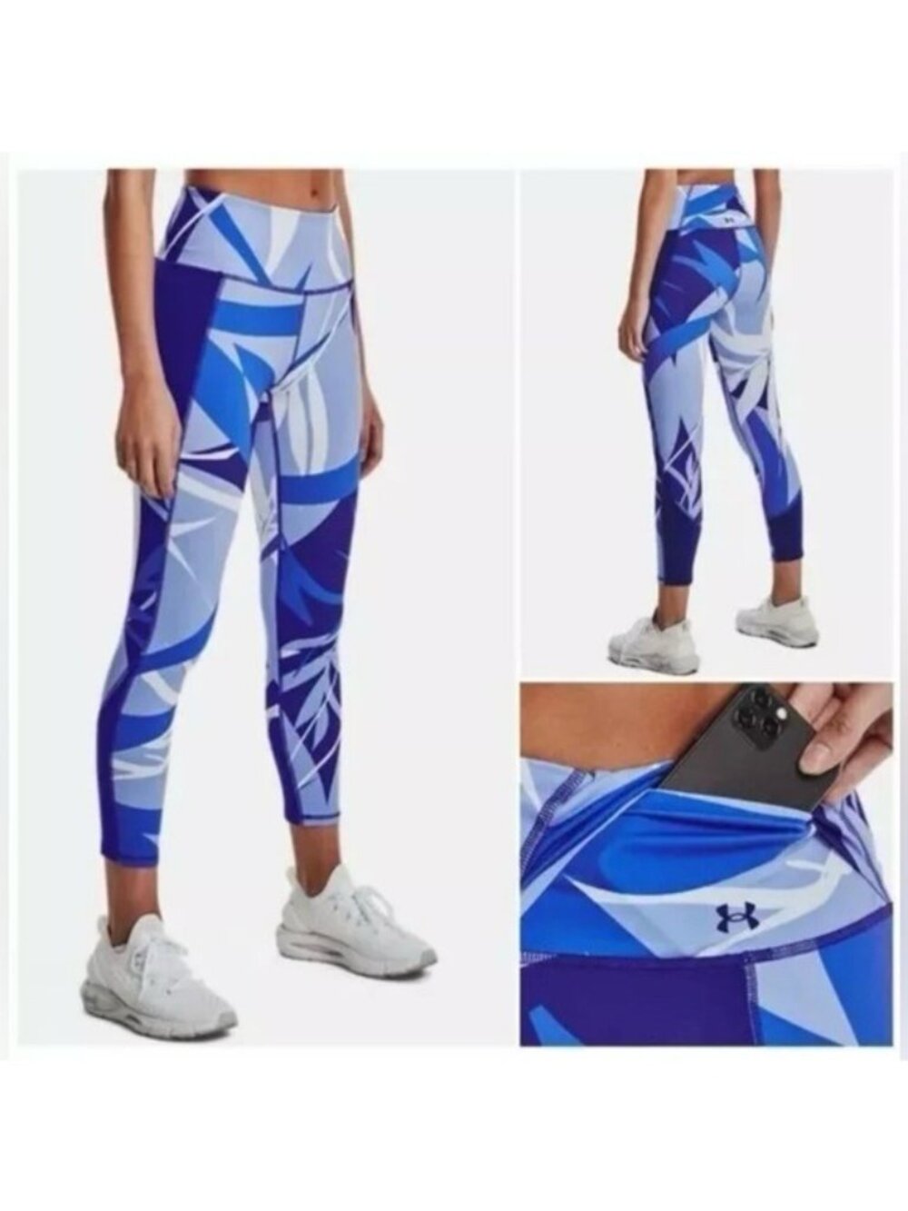 Under Armour Womens Floral Print Leggings High Rise Ankle Crop Athletic SM